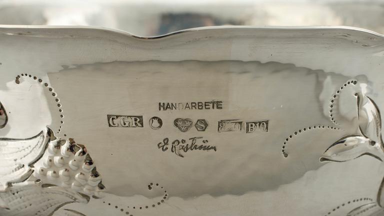 SKÅL samt ett par LJUSSTAKAR, silver, Erik Råström, CGR, 1976. tot vikt ca 1271g.