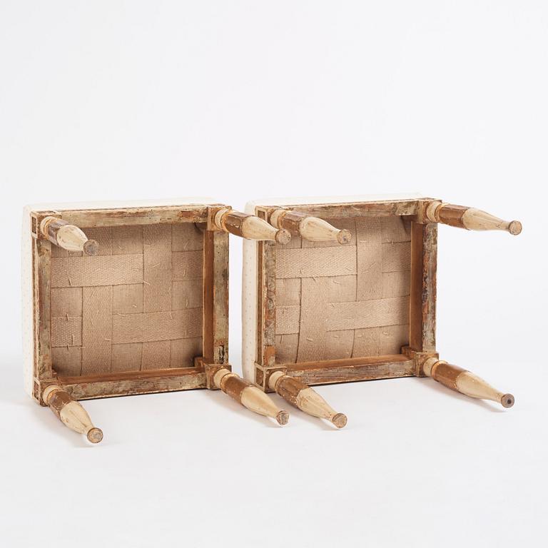 A pair of late Gustavians stools, late 18th century.