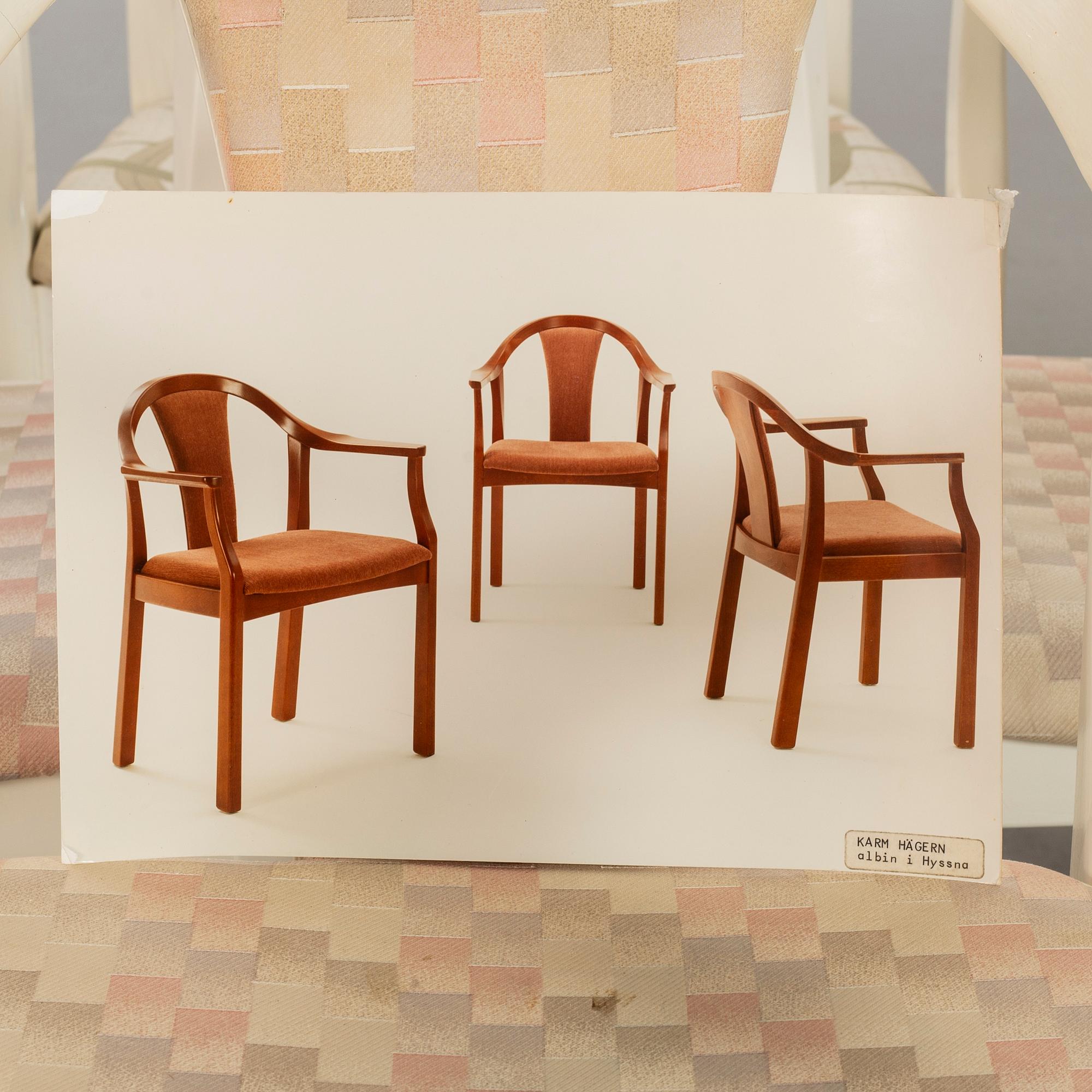 A SET OF SIX ARMCHAIRS "HÄGERN" BY OLOF PIRA.