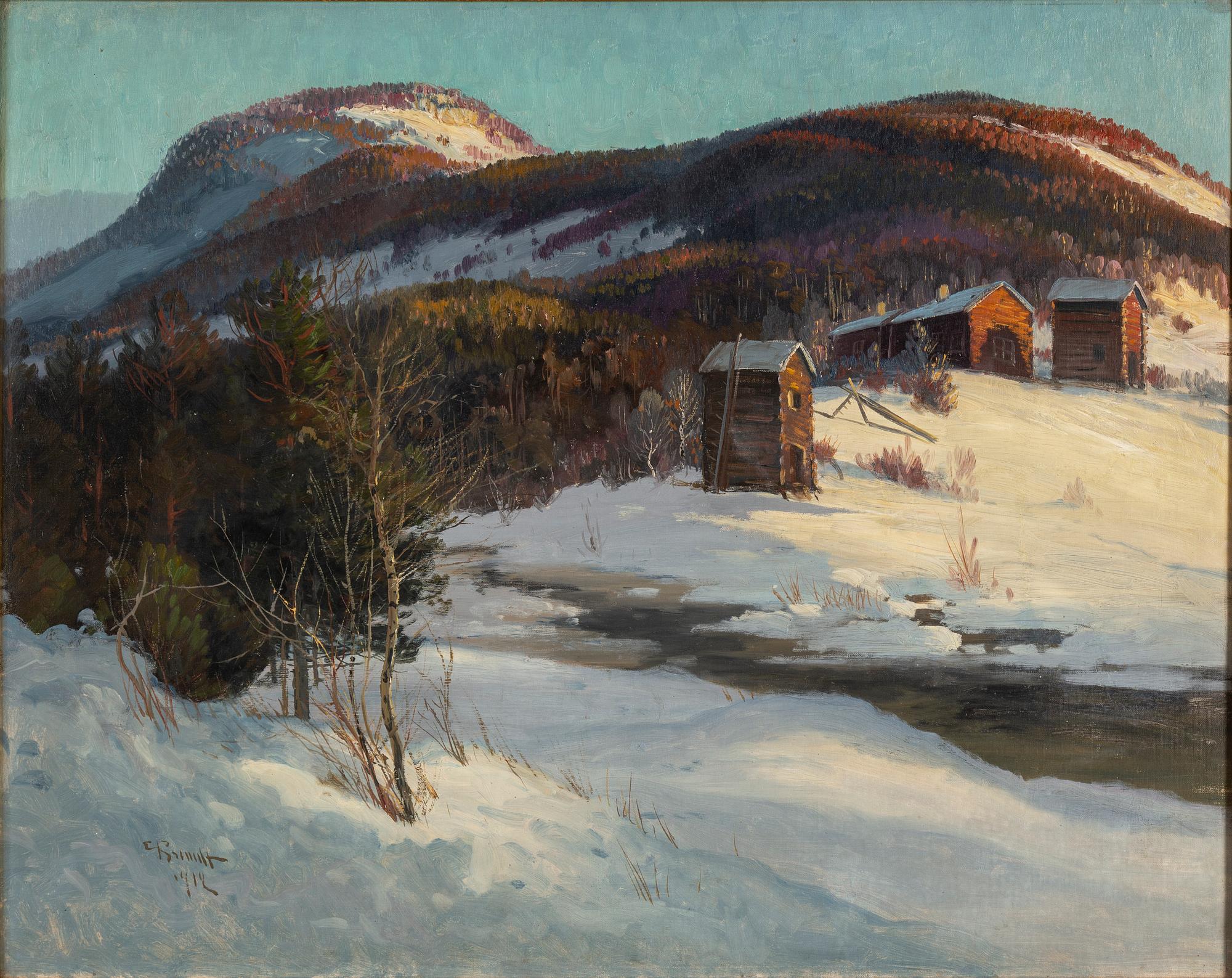 CARL BRANDT, oil on relined canvas, signed C. Brandt and dated 1912.