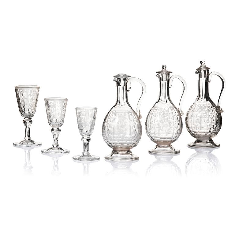 Glasservis, 21 delar, 1800-tal.