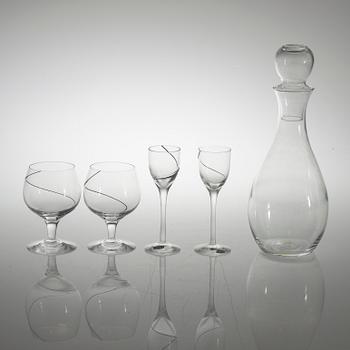 42 pieces of glass table ware, "Line" designed by Anna Ehrer for Kosta Boda.