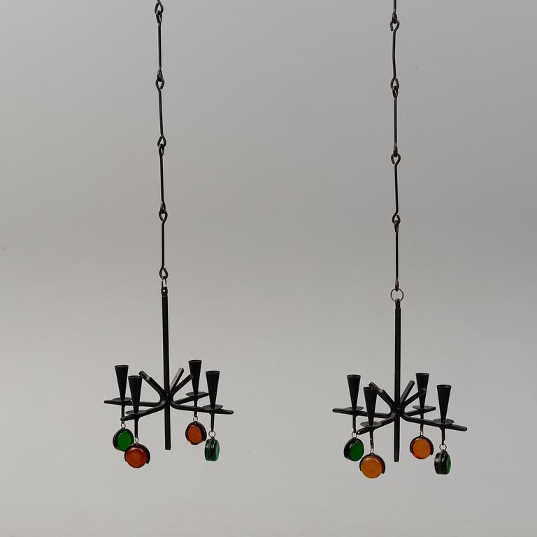 GUNNAR ANDER, a pair of hanging candelabra, Ystad Metall, second half of the 20th century.