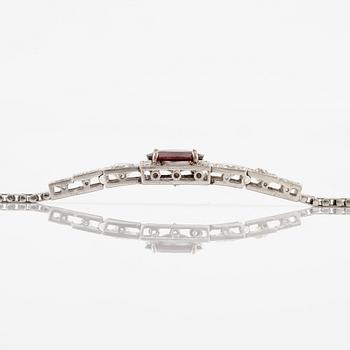 A bracelet 18K white gold with ruby and brilliant-cut diamonds. Malmö 1948.