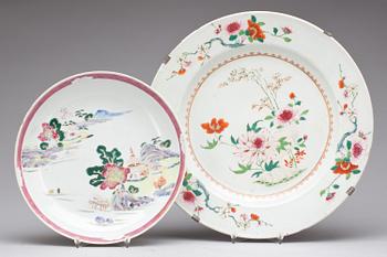 FAT samt SKÅLFAT, porslin. Kina, Qianlong (1735-95).