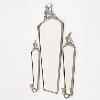 Mirror and a pair of sconce mirrors, 1920s/30s.