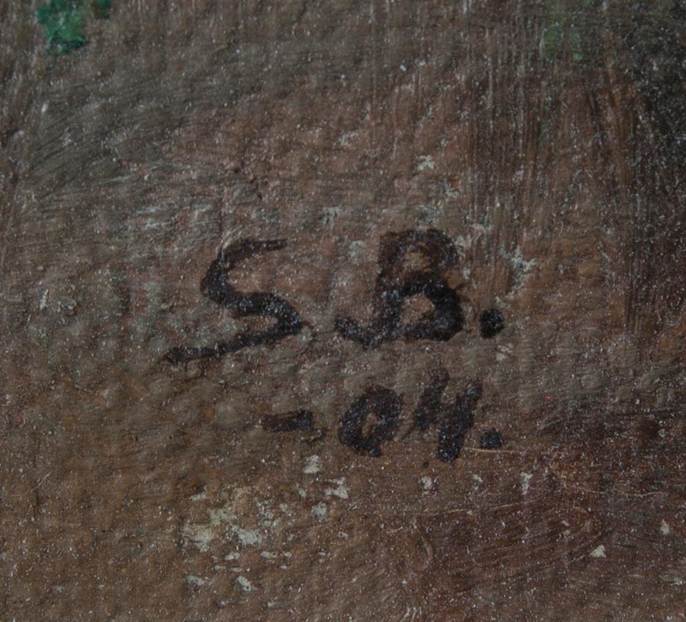 OKÄND KONSTNÄR, olja på duk uppfodrad på skiva, signerad S.B och daterad -04.