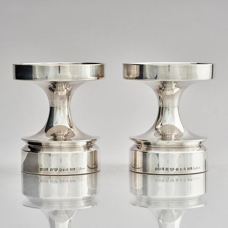 Eric Löfman, a pair of silver candlesticks, MGAB, Uppsala, Sweden, 1976.