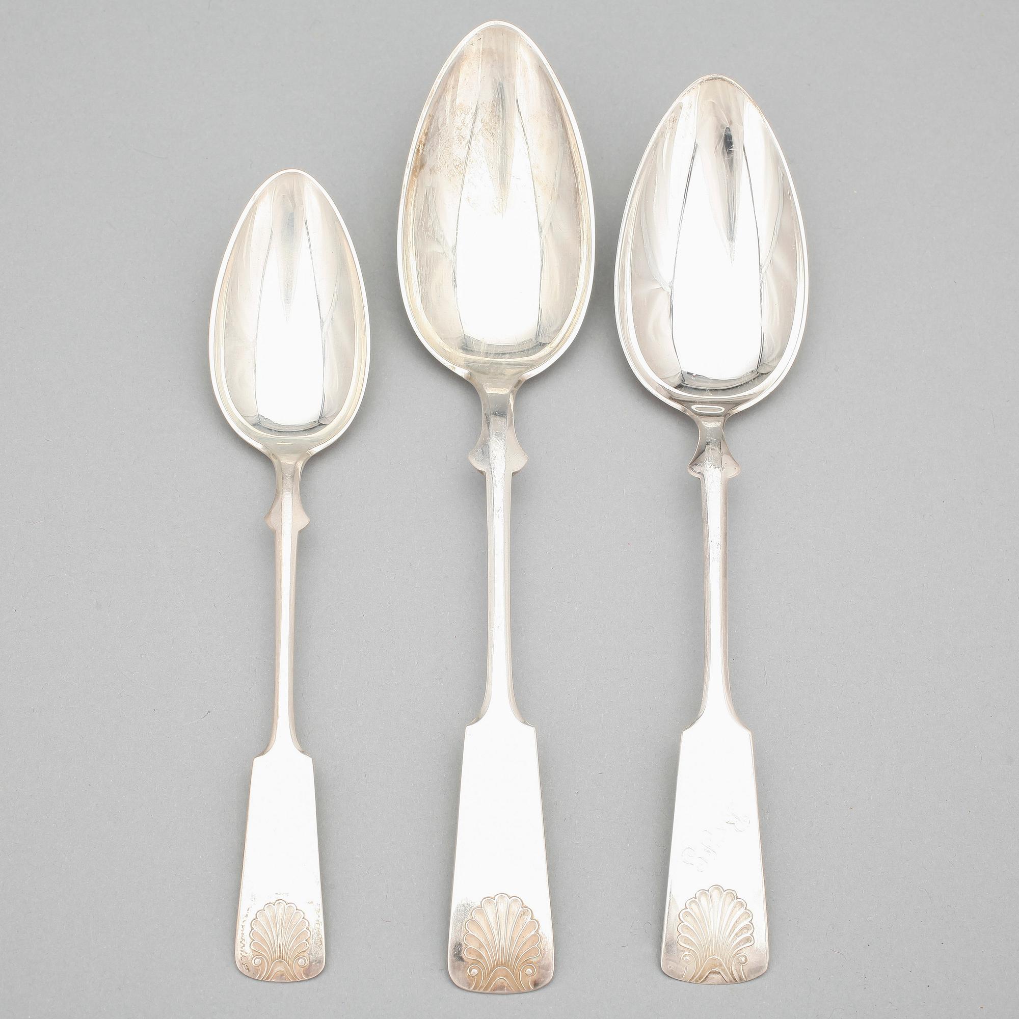 SKEDAR, 6+4+1, silver, "Snäckmodell", Finland 1930-50-tal. Tot ca 490 gram.