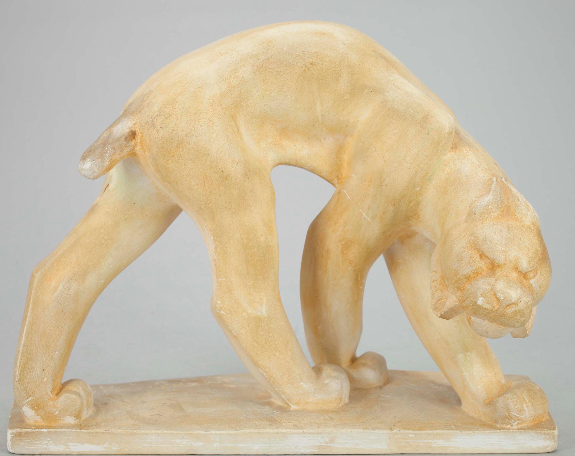 JUSSI MÄNTYNEN, "ROSVORITARI", skulptur, gips, sign. och dat. i massan 1930.