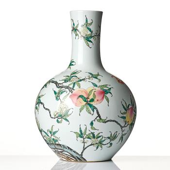 A large famille rose peach vase, China, 20th Century.