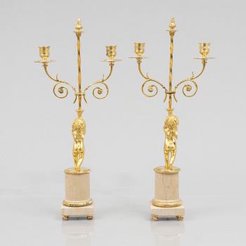 A pair of Candelabra, Empire style, late 20th century.