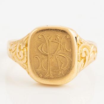 Ring, Signet ring with monogram, 18K gold.