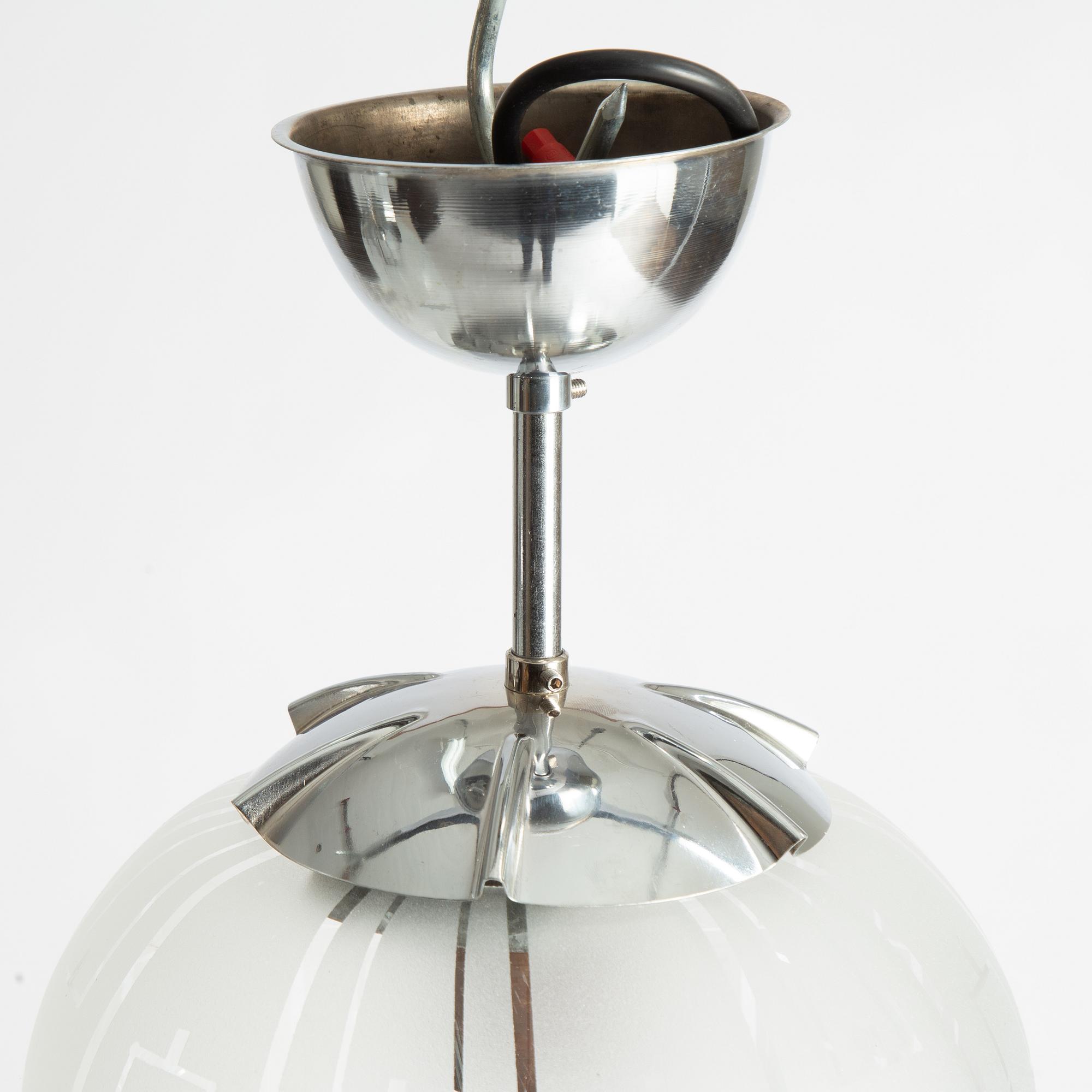 Three Swedish Modern ceiling lamps, possibly Flygsfors, 1940's/50's.