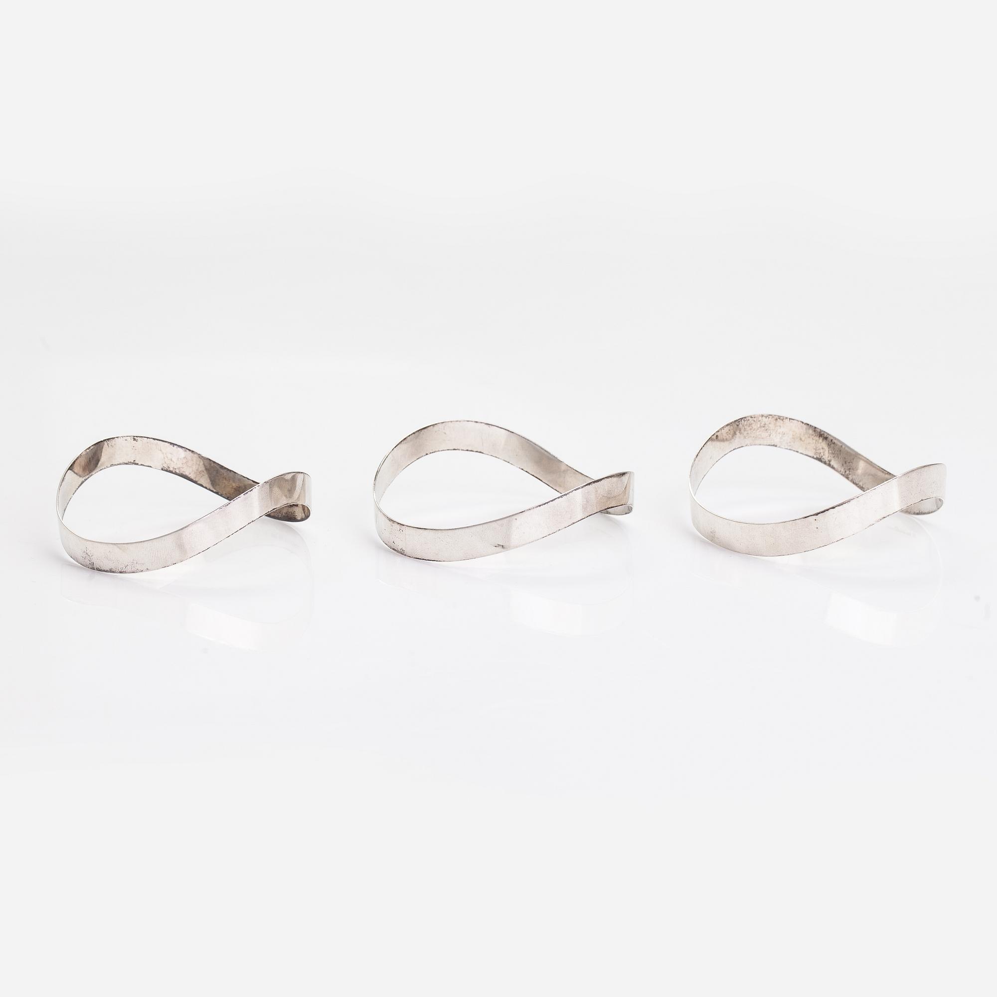 Paula Häiväoja a 3-piece silver bracelet, Pentti Roos, Helsinki, Finland 1967.