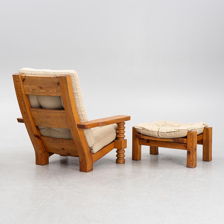 Armchair with footstool, Collden, model "Tälja", table from Sven Larssons möbelshop, 1960s-70s.