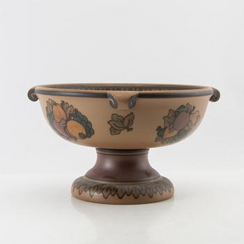 Bowl on foot L Hjorth Bornholm Denmark stoneware.