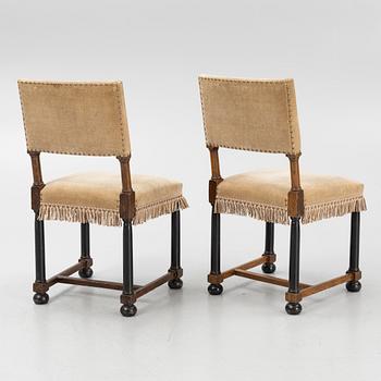 Eleven Baroque style chairs, Sweden, 1920's.