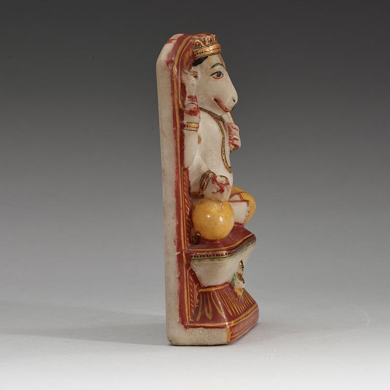 A painted alabaster sculpture of Deity, India, end of 19th Century.