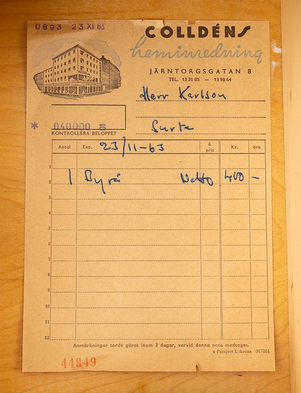 Aktuell Form AB, möjligen Sigvard Bernadotte & Acton Björn, byrå, "Tall Boy", Fröseke AB Nybrofabriken, 1960-tal.