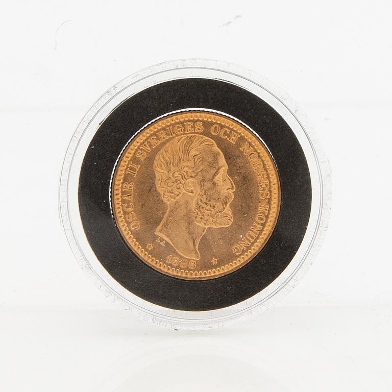 Gold coin Sweden, Oscar II 20 kr, 1898.