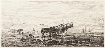 CHARLES FRANCOIS DAUBIGNY,  etchings, 2, one signed in plate.