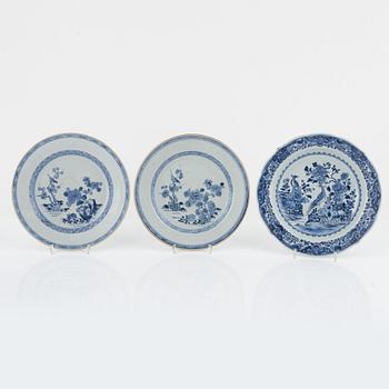 Tallrikar, 9 st, porslin, Kina, Qianlong (1736-95).
