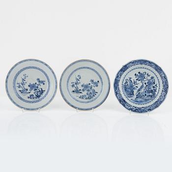 Nine blue and white porcelain plates, China, Qianlong (1736-95).