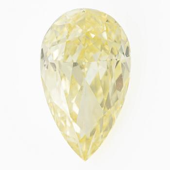 Oinfattad droppslipad gul diamant, 0.50 ct, medföljande GIA report.
