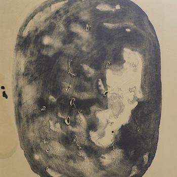 Lucio Fontana, a signed and numbered etching with relievo and perforation.