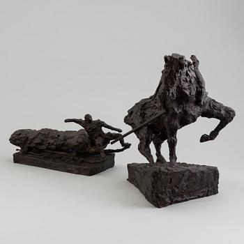 ASMUND ARLE, Sculpture, bronze, two parts, one signed A. Arle (2).