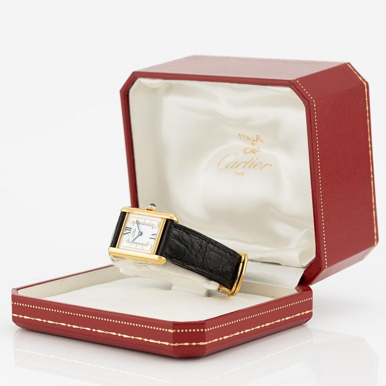 must de Cartier, Tank, "Trinity Dial", wristwatch, 20.5 x 20 (28) mm.
