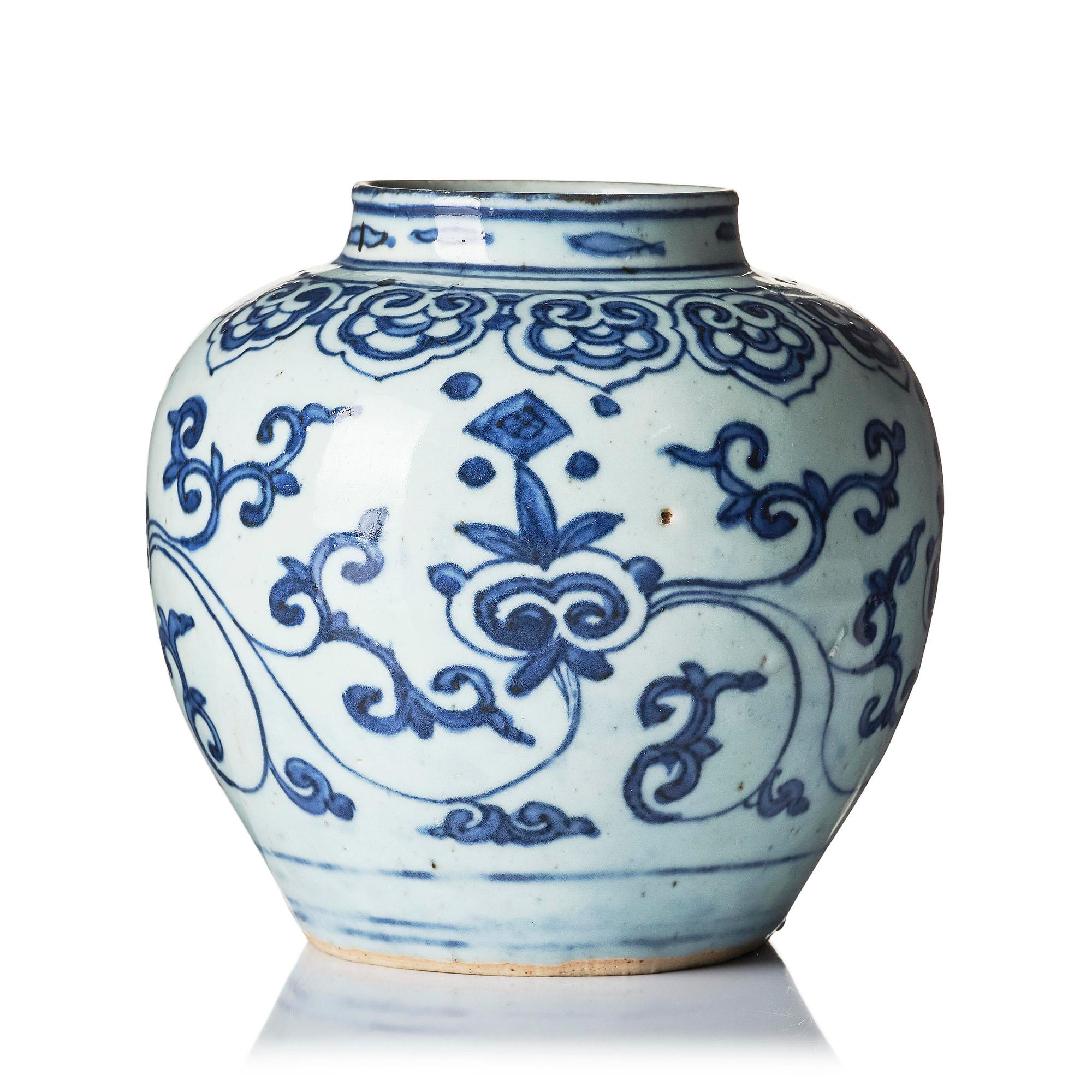 A blue and white jar, Ming dynasty (1368-1644).