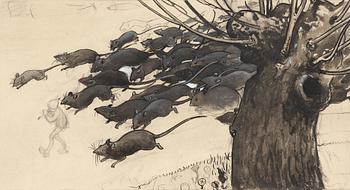 143. John Bauer, "Gråråttorna på Glimmingehus" (The grey rats of Glimmingehus Castle).