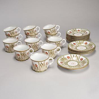 TEKOPPAR, 12 st, porslin, "London" Pfeiffer & Löwenstein, Schlackenwerth, Böhmen, sekelskiftet 1800/1900.