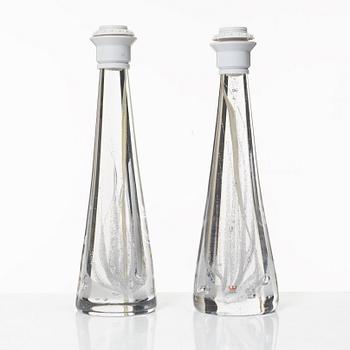 Vicke Lindstrand, a pair of glass table lamps, Kosta.