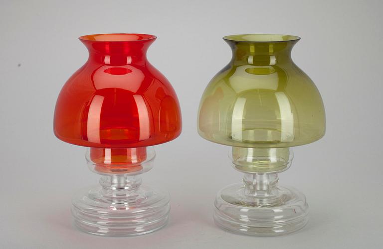 LYKTOR, 2 st, glas, "Apollo 1960" design Nanny Still, Riihimäen Lasi 1970-1976.