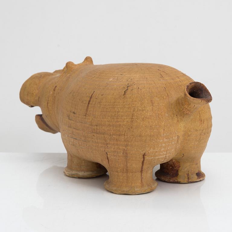 Teemu Luoto, sculpture, Hippo, ceramic, signed.