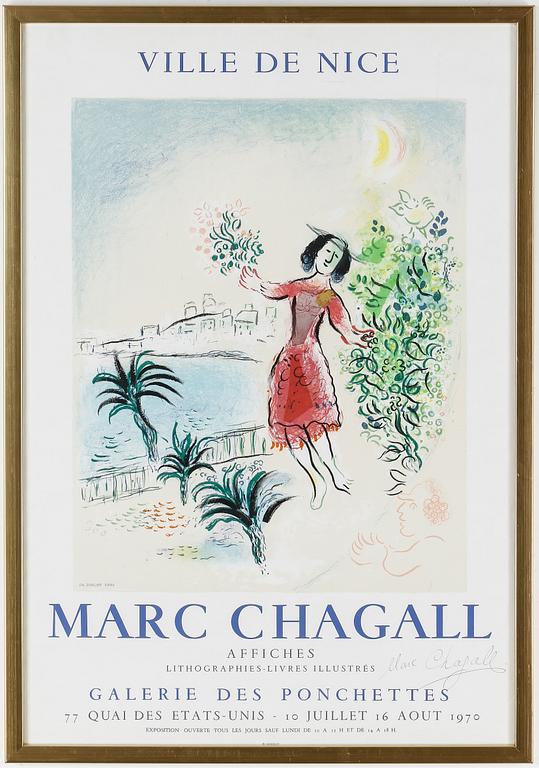 MARC CHAGALL, efter, litografisk affisch, signerad.