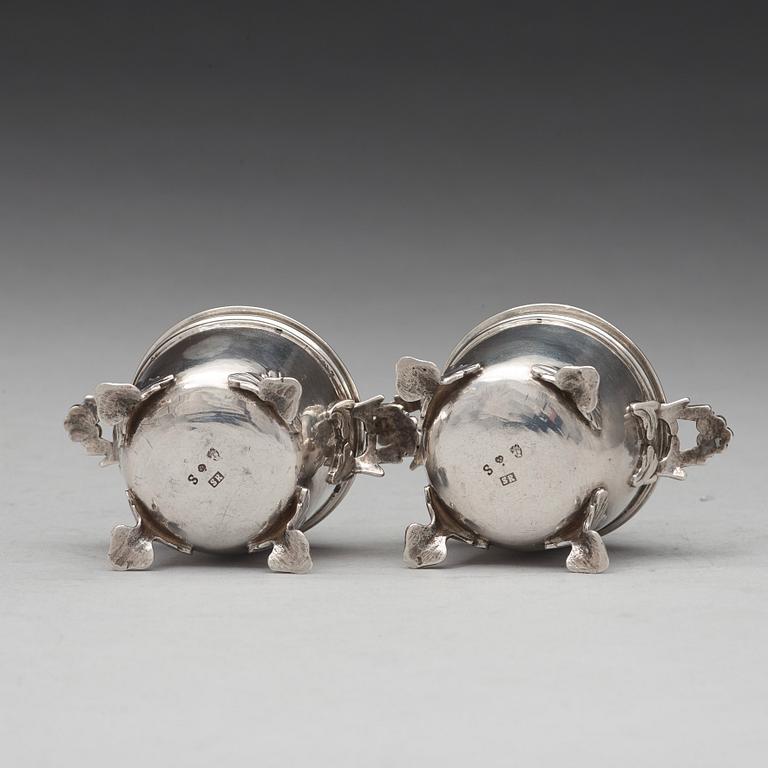 Simson Ryberg, SKÅLAR MINIATYRER, ett par, silver, Stockholm 1776, rokoko.