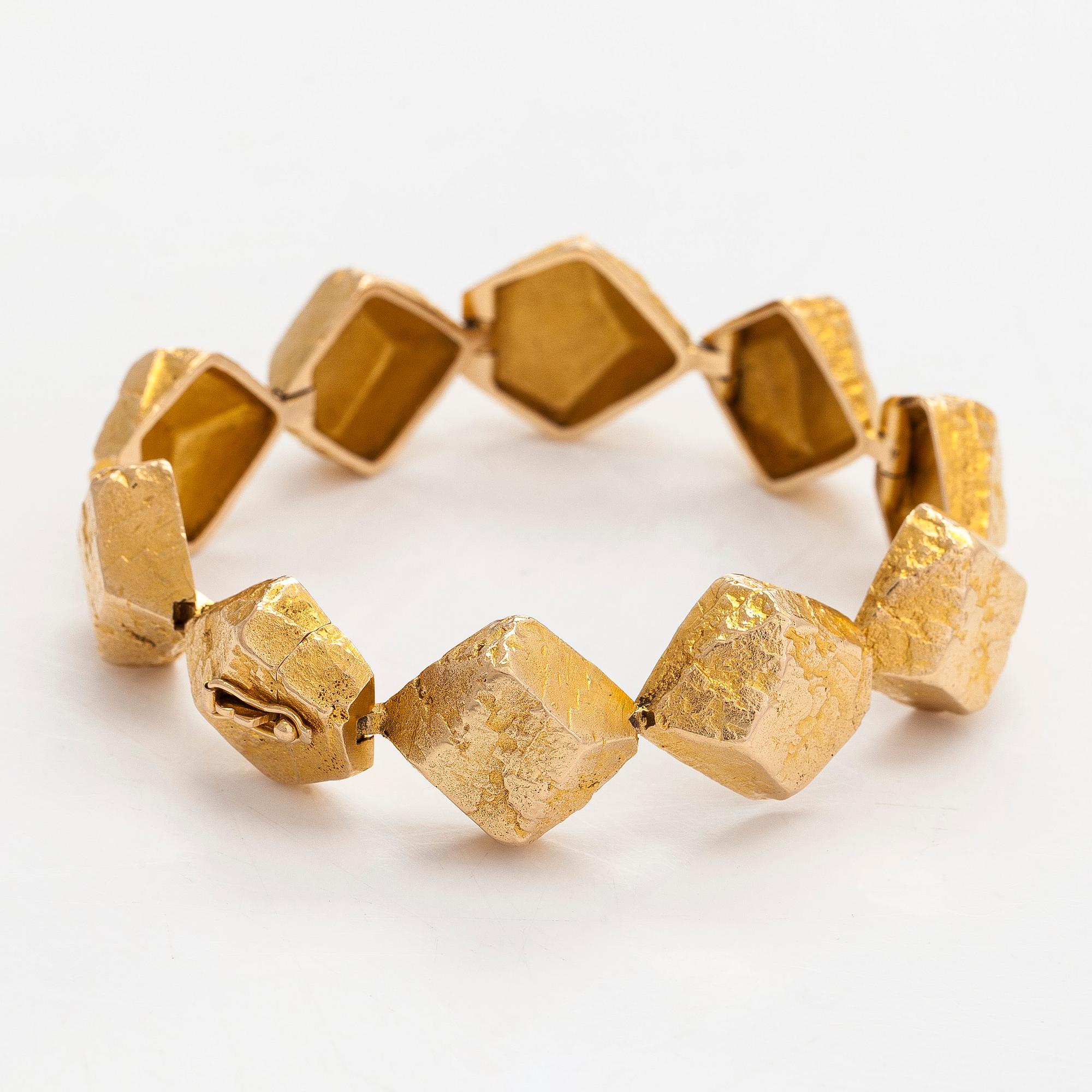 Björn Weckström, a 14K gold bracelet 'Lapp Stones' for Lapponia 1970.