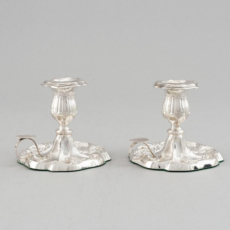 W Pettersson, nattljusstakar, ett par, silver, Åbo 1891.