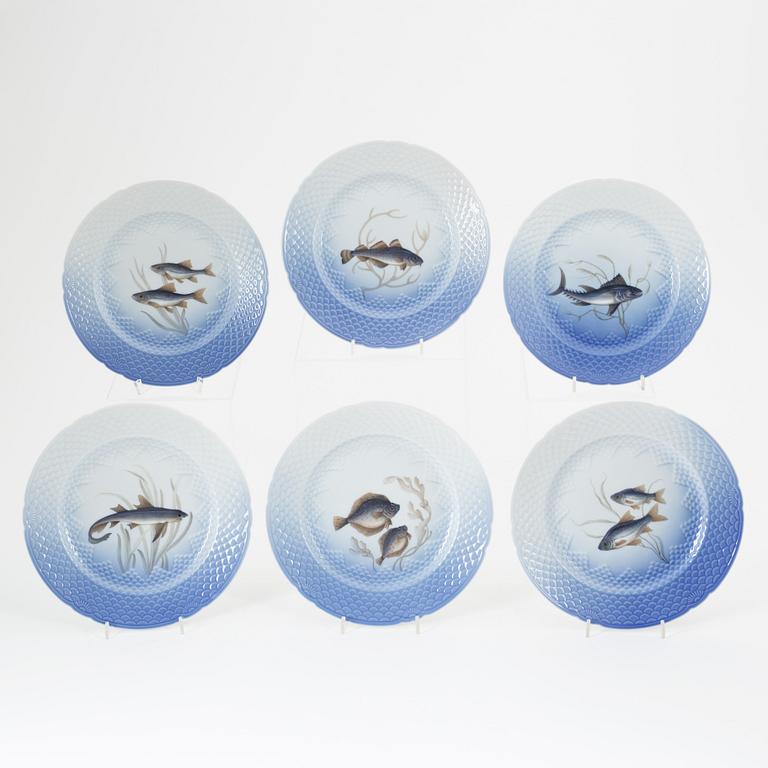 A set of twelwe porcelain plates, Bing & Grøndahl, Denmark.