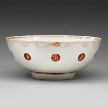 639. A rare 'European Subject' punch bowl, Qing dynasty, early 18th Century.