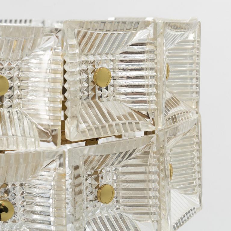 Carl Fagerlund, a glass and brass ceiling light, Orrefors, 1960'/70's.
