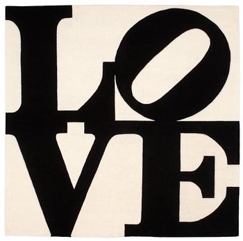 536. Robert Indiana, CARPET. "Black on white", Chosen love. Tufted in 1995. 181,5 x 183,5 cm. Robert Indiana, USA, born in 1928.