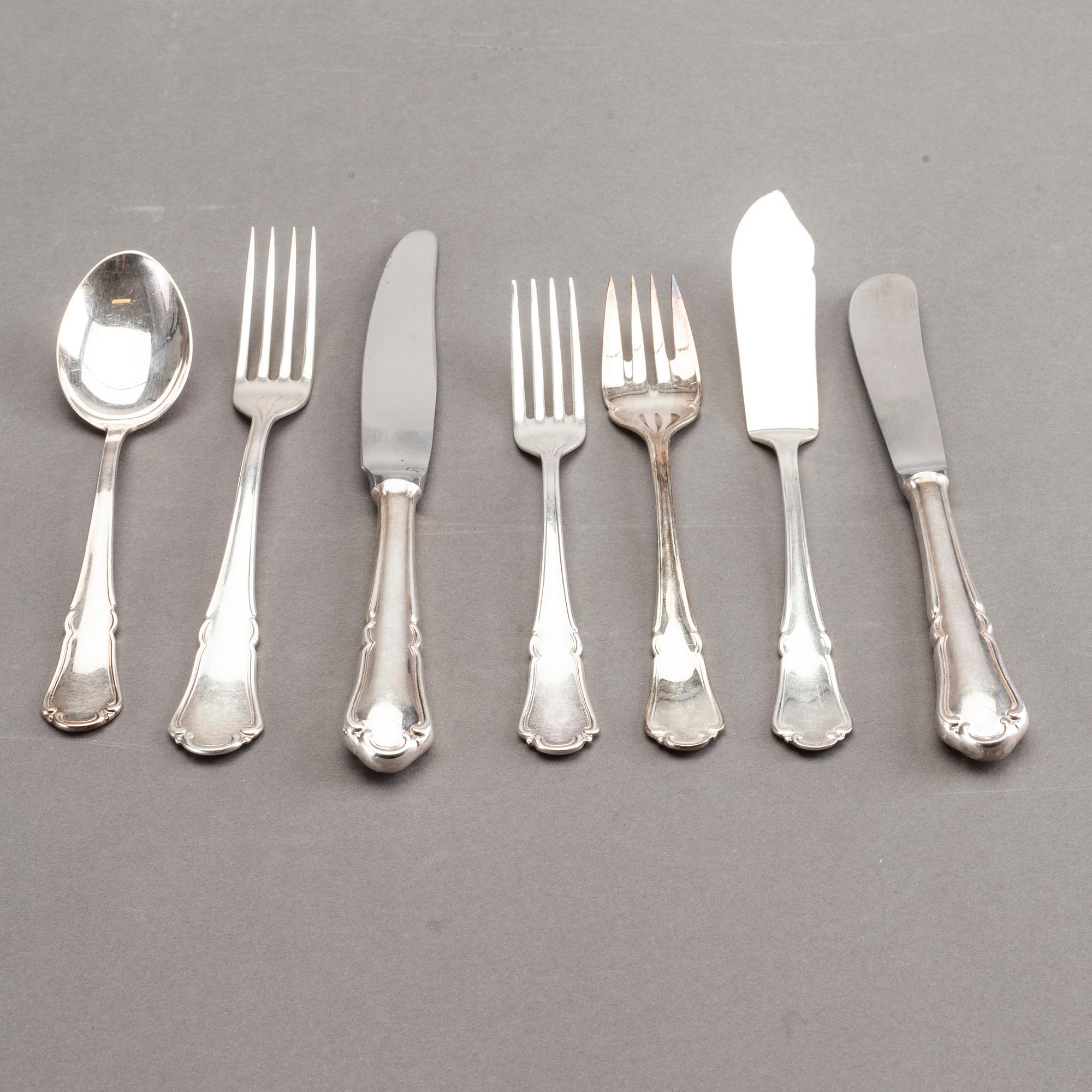 BESTICKUPPSÄTTNING, silver samt nysilver, 56+36 delar, modell "Rådhus", WN, Lidköping 1900-talets mitt.