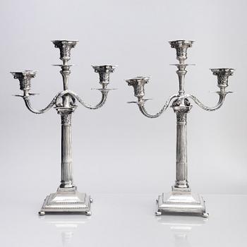A pair of Swedish late 19th century silver candelabras, marks of Carl Fredrik Carlman (Ryno Carlman), Stockholm 1899.