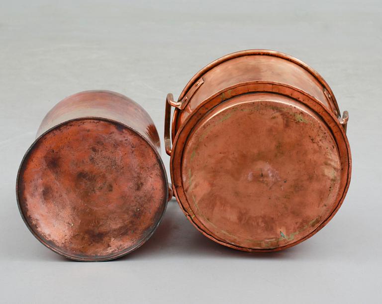 KANNA SAMT KITTEL MED LOCK, koppar, 1800-tal.