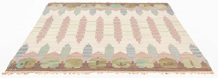 Judith Johansson, a carpet, 'Hallandsåsen', flat weave, c 281 x 218 cm, signed JJ.